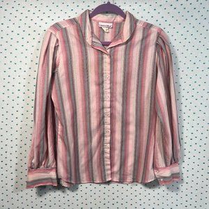 Laura Mae Vintage Pink Striped Button Up Dress Shirt